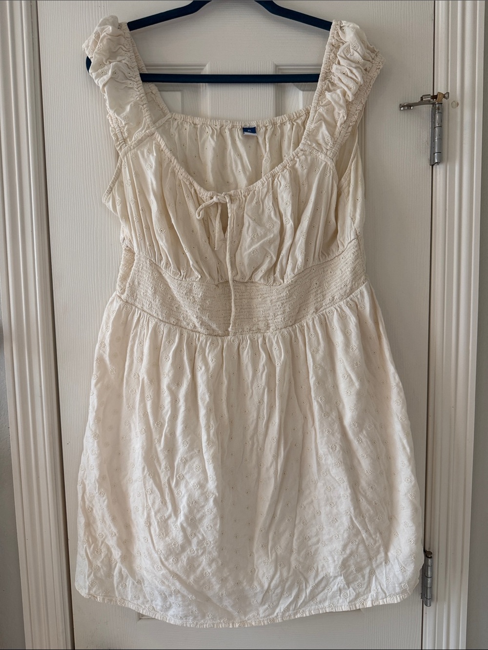 Old Navy Cream Eyelet Sundress with Smocked Waist